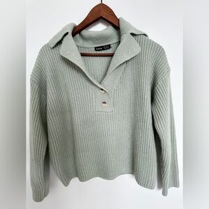 2 for $10 SHEIN Green V-Neck Sweater Ribbed Knit